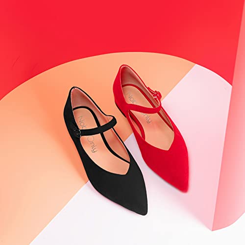 NobleOnly Women Close Pointed Toe Low Heel Buckle Pumps Office Party Dress Mary Jane Shoes 0.4 Inches Heels3