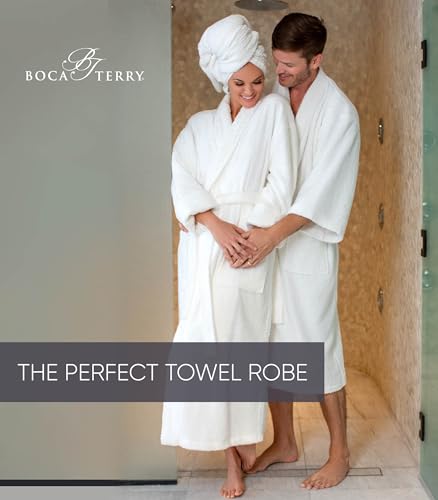 Boca Terry Men's Robe. 100% Cotton Terry Cloth, Shawl Collar, Men's Bathrobe. White2