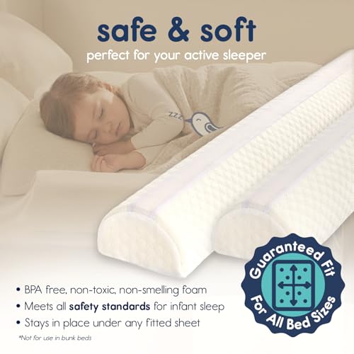 Hiccapop [2-Pack] Foam Bed Bumpers for Toddlers, Toddler Bed Rails w/ Water-resistant Cover, Bed Guard Rail for Toddlers for Twin, Queen, King Beds