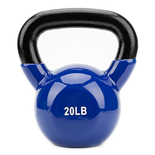 DNC Kettle Bell Weight, Solid Cast Iron Strength Training Kettlebells,15 lb Kettle Bells for Men and Women (Blue-1, 20lb)
