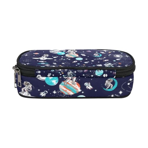 Image of ANANGTEE Space Astronauts Music Pencil Pouch Case for Teen Boys Men 10 | Human Makeup Bag Clutch for Women, Large Capacity Canvas School Suppies Zipper, Office Desk Soft Organizer Pen Box