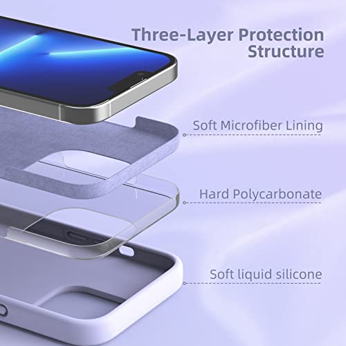 K TOMOTO Compatible with iPhone 13 Pro Max Case for Women and Men, [Full-Body Protection] [Anti-Fingerprint] [Soft-Touch] Shockproof Soft Silicone Phone Case for iPhone 13 Pro Max 6.7", Light Purple - image 4