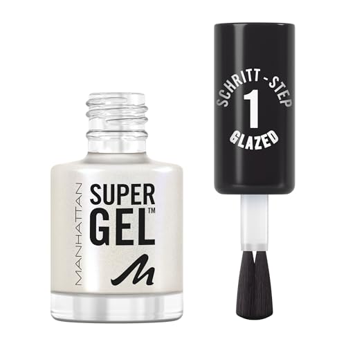 MANHATTAN Super Gel Nail Polish, langhaltender Nagellack, hochglänzendes Finish, einfache Anwendung, gelartige Maniküre, splittert nicht, cleane Formel, 106 Glazed Sugar, 12ml