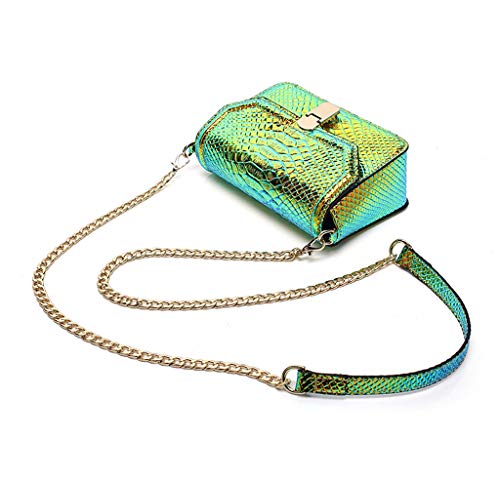 RemeeHi Hologram Snake Skin Leather Shoulder Bag Crossbody Bag with Chain2