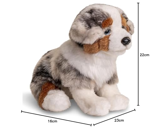 Uni-Toys - Australischer Schäferhund Welpe, sitzend (ohne Leine) - 22 cm (Höhe) - Plüsch-Hund, Haustier - Plüschtier, Kuscheltier