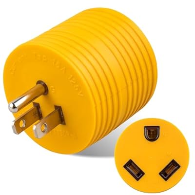 MECMO 30 Amp to 110 Volt RV Adapter, NEMA 5-15P to TT-30R Electrical Power 30 Amp to 15 Amp 110 Adaptor, 15A Household Male to 30A RV Female Converter Plug for RV Camper Caravan Van Travel Trailer