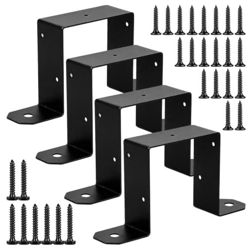 Image of Fence Post Brackets, 4 PCS U Bracke with 8X Hex Wood, 20x Self-Tapping