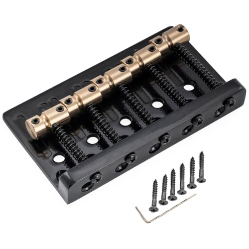 Musiclily Pro BB007 17mm Dual Load Heavy Duty 5-String Bass Bridge, Black