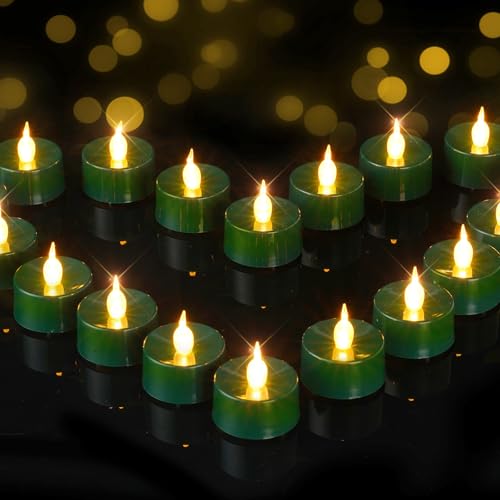 Image of BEICHI Green Flameless Candles, 24-Pack LED Tea Lights Candles Battery Operated, Electric Fake Tealight Candles, Votive Candles Bulk for Halloween, Christmas, Party, Mardi Gras