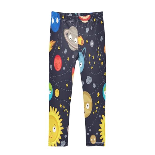 Bolaz Toddler Girls Leggings Printed Yoga Pants Leggings Cartoon Planets for Kids