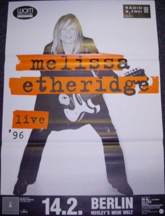 Affiche Melissa Etheridge Live 1996 souvenir de concert rock en grand format 50X70 Cm