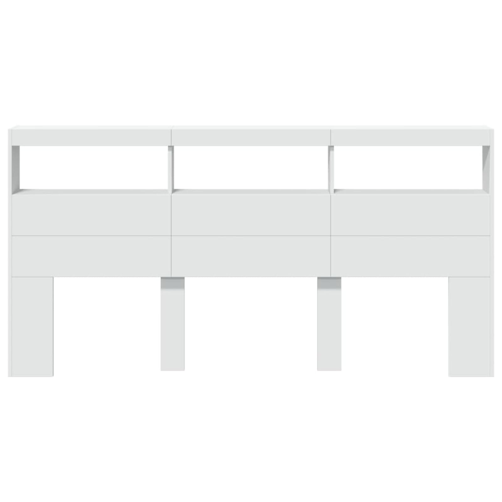 Homgoday Cabecero con caja LED blanca 200 x 17 x 102 cm, cabeceros de cama, cabecero de cama de matrimonio, respaldo para cama y sofá