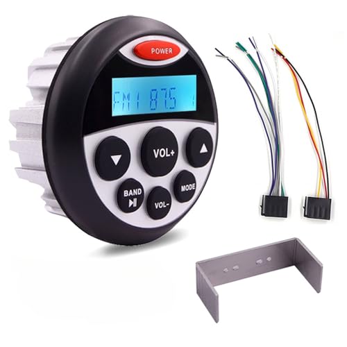 Reproductor de audio estéreo BT marino AM FM Radio de banda meteorológica con entrada auxiliar USB para barco, yate, motocicleta, ajuste de ecualizador MP3