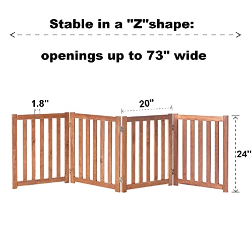 Lzrs Cancello Pieghevole In Legno Indipendente Per Cani Con 4 Pannelli, Altezza 61 Cm, Cancello Per Animali Domestici Extra Largo Per Porte, Scale, Corridoi, Ampi Spazi E Box Per Cuccioli Interni, Per - 2