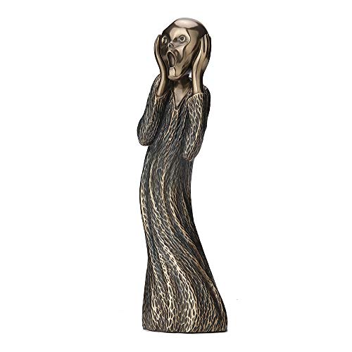 Escultura en bronce antiguo The Scream de 8 pulg miniatura 3