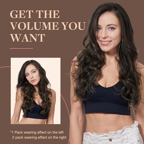 Image of GOO GOO Clip in Hair Extensions Real Human Hair, Remy Human Hair Extensions Clip ins for Women, Natural Human Hair, 26inch 135g 7Pcs, 2A Light Brown