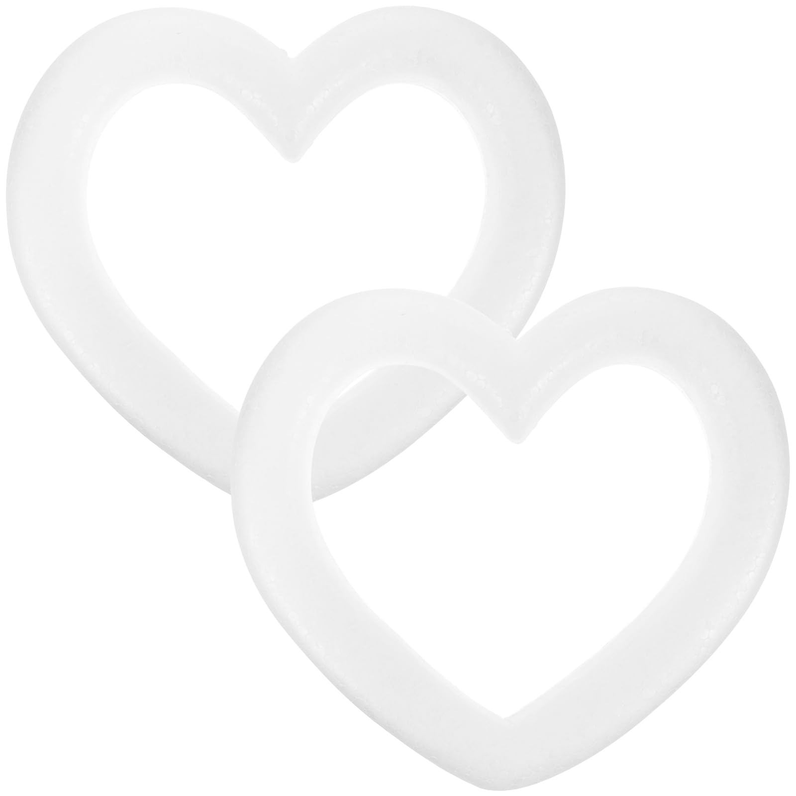 NUOBESTY 2pcs Foam Heart Rings Heart Foam Wreaths for DIY Craft Party Decoration, As Shown, 25X25cm