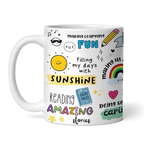 Image of DAYS Thank You Teacher Personalized Mug Custom Teacher's Name Best Teacher Gift, Teacher on Birthday Helping Me to Grow Ceramic Mug 11oz (Thank You for Name)