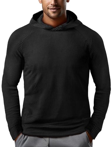 Zengjo Workout Hoodies for Men Lightweight Athletic Running Performance Pullover Hooded T-Shirts Long Sleeve Thermal