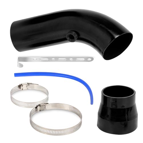 Air Intake Pipe 76mm 3inch Universal Aluminum Cold Air Intake Pipe, Tube System Turbo Induction Pipe Filter Hose Compatible for Car (Black)