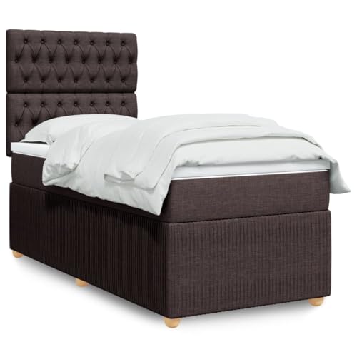 Brokky Cama Box Spring con colchón somier Mueble Cama Estructura Cama Bed Frame Cama con colchon Tela marrón Oscuro 100x200 cm - 3291977