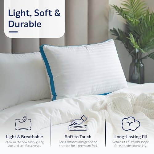 Image of Sleepwell Utsav Pillow | Recycled Microfibre | Neck Support | Micro-Fibre Comfort | Medium Soft Feel | Lightweight & Breathable | Long Lasting Fill | Machine Wash | 27 x 17 Inches | Pack of 1