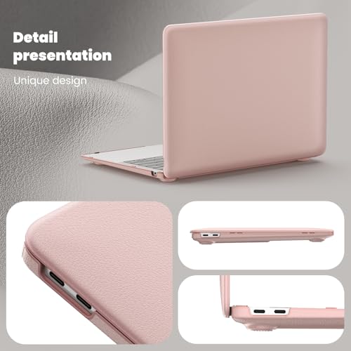 Image of ProElite Case for MacBook Air 13 inch M2 2025 /2024 M1 2021 2020 Release A2337 A2179 A1932 Model Touch ID, Slim Leather case with Foldable Stand, Pink