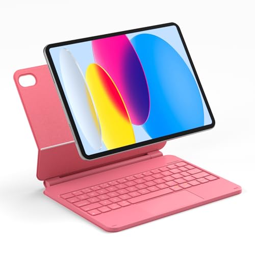 Image of Inateck NeoMagic Magnetic Keyboard Case for iPad 10th Generation 10.9 inch /11th Generation 2025 A16 11 inch, Floating Cantilever Stand, 7-Color Backlight, with Trackpad, Magic-Style Keyboard, Pink