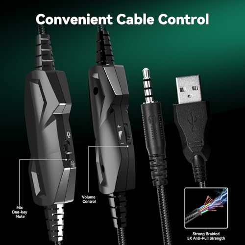 Image of Gaming Headset with Microphone for Pc, Xbox One Series X /s, Ps4, Ps5, Switch, Stereo Wired Noise Cancelling Over-Ear Headphones with Mic, RGB, for Computer, Laptop, Mac, Nintendo (Green)