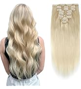 ABH AMAZINGBEAUTY HAIR Clip in Hair Extensions Blonde Real Human Hair Extensions Clip ins Remy St...