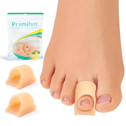 Promifun Corrector de dedos en martillo para mujeres   Enderezador de dedos de gel blando   Realineación de dedos doblados, curvados, torcidos, en garra(6 Count,Large, Beige)