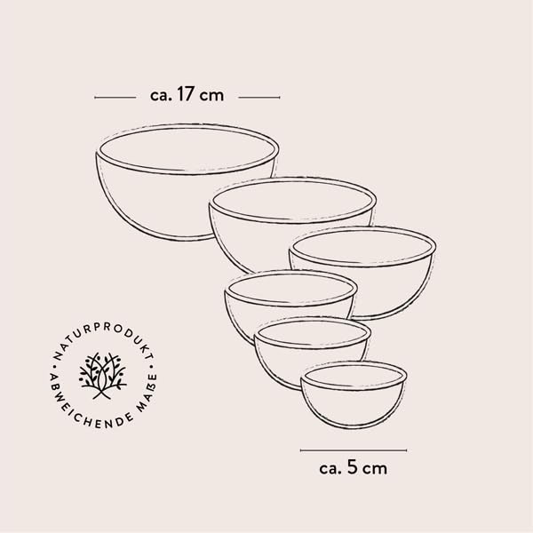 das Olivenholzbrett® / Olivenholz-Schalen Set 6-teilig/Holzschalen Set/Beilagenschalen Set/Multifunktions Schalen Set min. 5cm, max 17cm