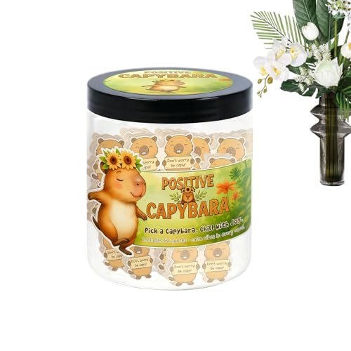 Dreuhuing Tarro De Afirmaciones Positivas De Capibara | Tarro De Frases Motivadoras Estilo Dibujos Animados,60 Tarjetas De Afirmaciones Positivas De Capibara,Regalos para Todos Hogar y Fiestas como