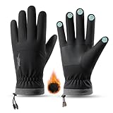 手袋 メンズ レディース 冬 防寒グローブ 【2重防水構造・高感度タッチパネル対応・柔らかい裏起毛】 防寒防水手袋 保温 防風 撥水 伸縮性 柔らか 滑り止め サイクルグローブ バイク スノボ アウトドア 通勤通学 男女兼用 (ブラック, L)
