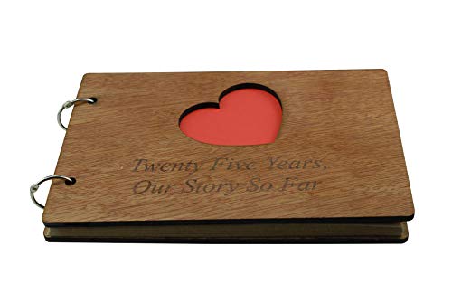 Álbum de recortes conmemorativo del 25.o aniversario: «25 años, nuestra historia hasta ahora», cubierta de madera, tamaño A5 con papel reciclado miniatura 3