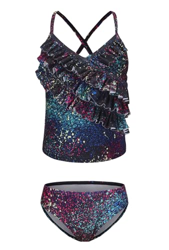 Image of Girls Tankini Swimsuits Two Piece Bathing Suit Hawaiian Ruffle Swimwear Set for Kids Girls 3-16 Years