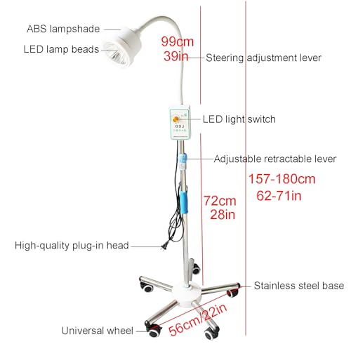 Lampe d'examen chirurgicale à LED sur pied rotative et réglable en hauteur
