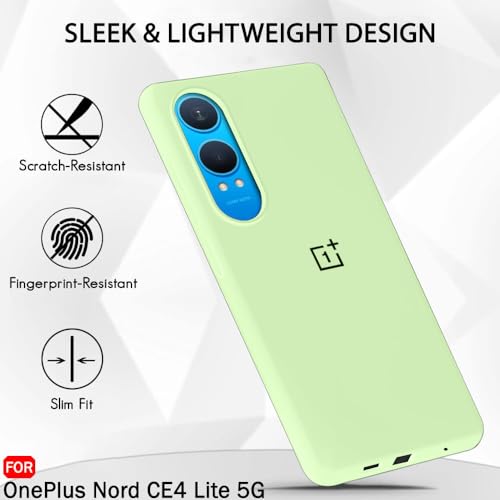 Image of MOBILOVE Back Cover Case for OnePlus Nord CE 4 Lite 5G | Pure Liquid Soft Matte Silicone Case with Logo and Comes with Camera and Screen Protection Case for OnePlus Nord CE 4 Lite 5G (Mint Green)
