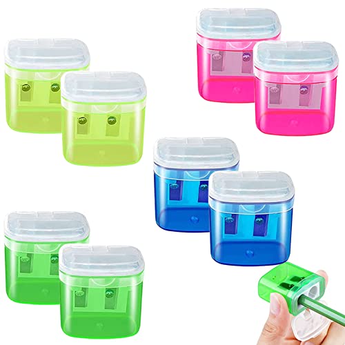 8 Stück Anspitzer Bleistift mit Behälter Doppelanspitzer Metall Bunt Manueller Bleistiftspitzer für Schule Büro Cover