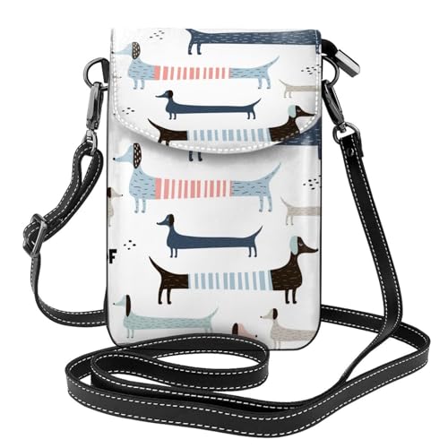 Sacoche téléphone teckel bleu marine en cuir PU Premium avec finitions soignées pour femme