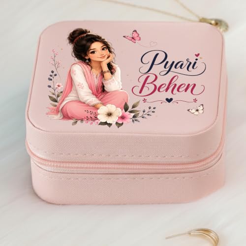 Image of P Arts Precious Art Gifts Best Sister Jewellery Organiser Box With Wooden Earring Pair,Greeting Card,Best Rakhi Gift For Sister,Rakshabandhan Combo Pack Set (Pyari Behen)