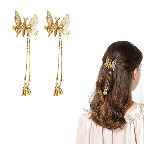Lot de 2 barrettes à cheveux élégantes en forme de papillon pour filles - Dorées Cover