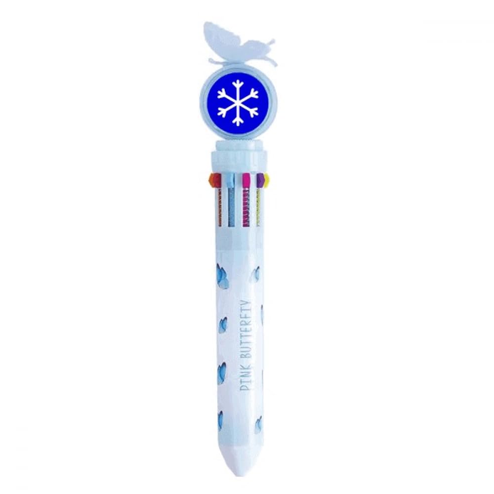 Stylo à bille rétractable bleu neige carré pour ne plus perdre ses affaires