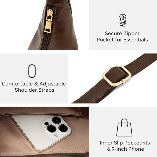 Bolso cruzado hobo de cuero para mujer mediano miniatura 5