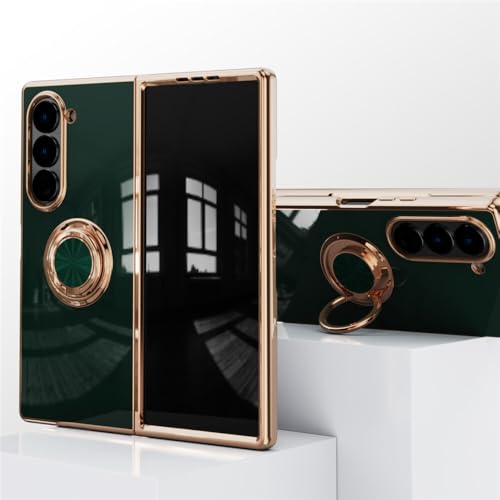 Coque Galaxy Z Fold 4 vert foncé avec anneau support pour un maintien sécurisé