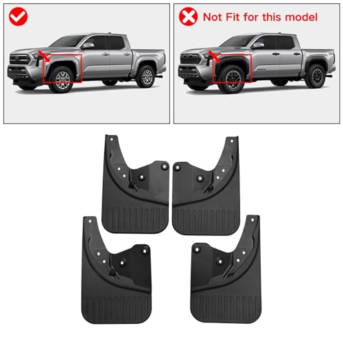 Image of Mud Flaps for Toyota Tacoma 2024 2025 Accessories Front & Rear Mudguards Splash Guards All Weather Heavy Duty Fender Protection (4pcs)
