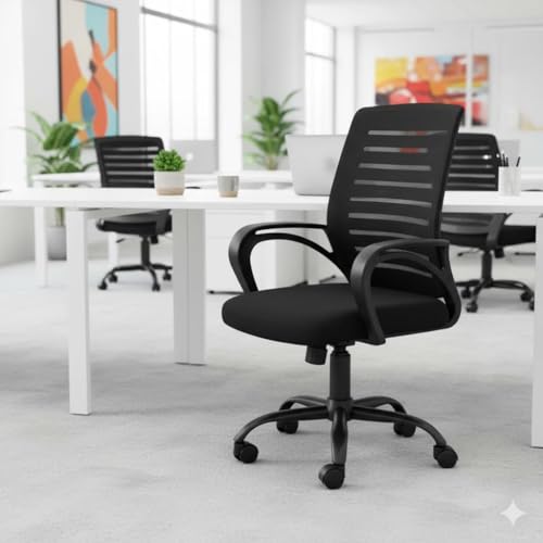 Image of NGFC Ergonomic Office Chair, Mesh Back, Black, Height Adjustable with Wheels