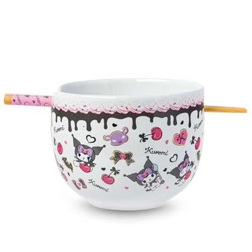Silver Buffalo Sanrio Cake Toss Pattern Boxed 20oz Ceramic Ramen Bowl with Chopsticks