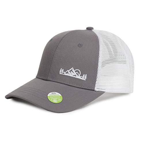 Ecofera Women's Eco-Friendly Ponytail Hat Messy Bun Baseball Trucker Cap (Grey/White Embroidery) #TOP6