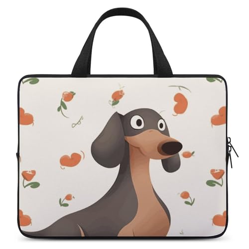 Sac ordinateur 12 pouces I Love My Dog teckel pour homme et femme